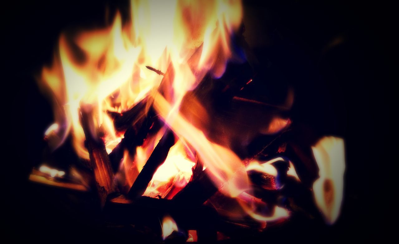 flame, burning, heat - temperature, no people, close-up, night, outdoors