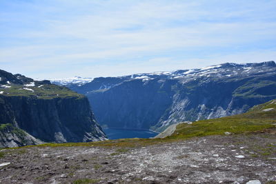 Scenic view of mountains against sky