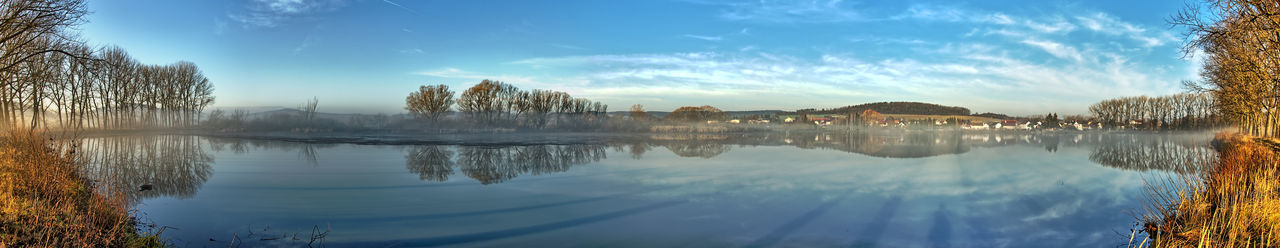 Reflection of trees in calm lake