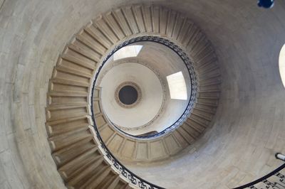 Directly below shot of spiral staircase