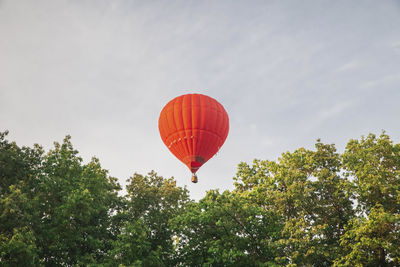 Low angle view of hot air balloon against sky