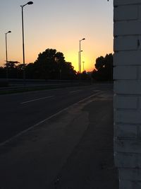 Empty road at sunset