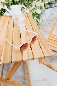 Close-up of wooden table