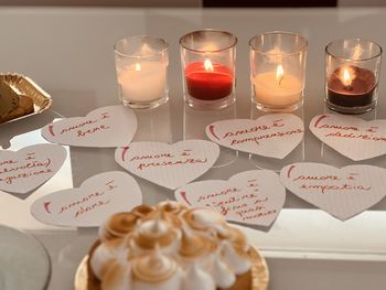 Close-up of christmas decorations on table