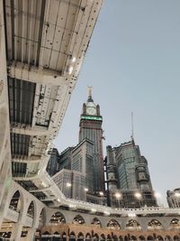 Low angle view of buildings against clear sky