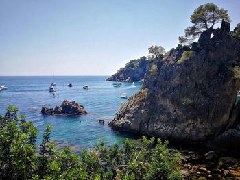 Scenic view of sea against clear sky