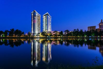 Reflection of city in water