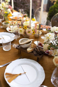 High angle view of food on table