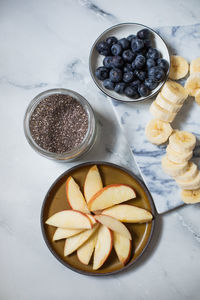 High angle view of breakfast on table