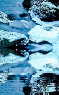 Water flowing through rocks