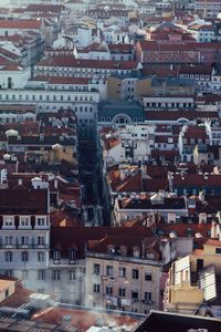 Aerial view of baixa district in lisbon, portugal