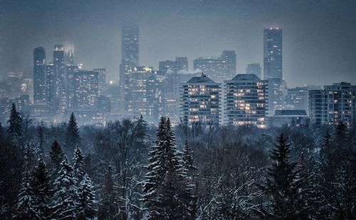 View of city during winter at night