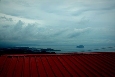 Scenic view of sea against cloudy sky