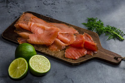 Close-up of fish on table