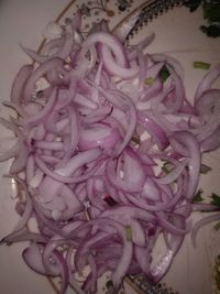 High angle view of chopped vegetables