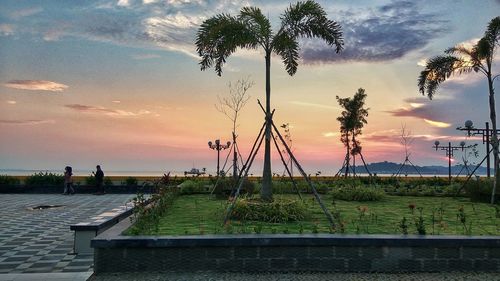 View of city at sunset