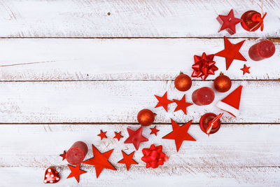 Close-up of christmas decoration on table