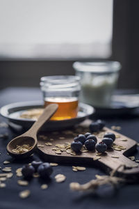 Close up of honey on table