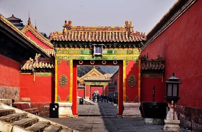 People in front of building