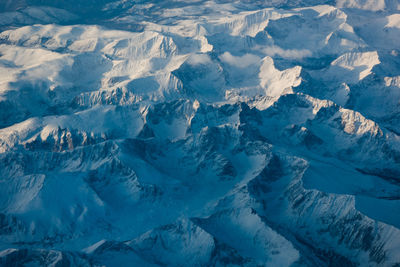 Aerial view of snow covered mountain