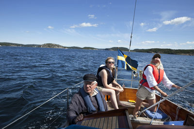Family on boat
