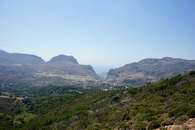 Scenic view of mountains against clear sky