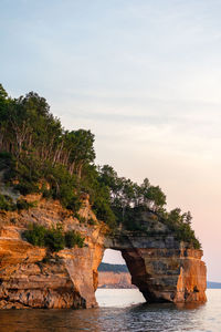 Natural arch along pictured rocks national lakeshore in michigan