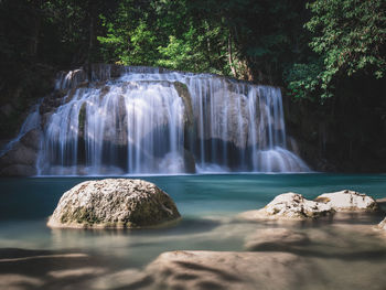 Scenic view of waterfall in forest