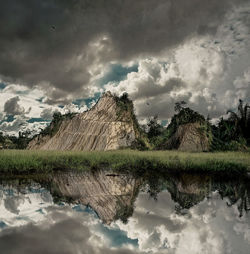 Scenic view of lake against sky