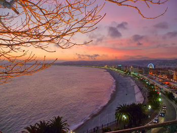 Scenic view of sea at sunset