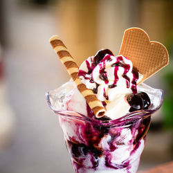 Close-up of ice cream sundae