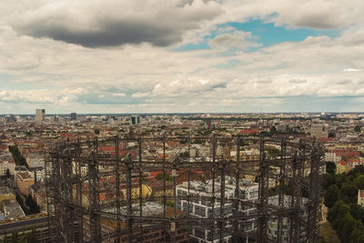 High angle view of townscape against sky