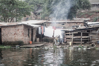 View of buildings in water