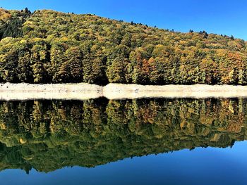 Scenic view of lake against clear sky