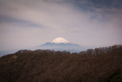 Scenic view of volcanic mountain against sky