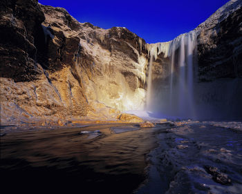 Skogarfoss waterfall in south iceland during the winter time