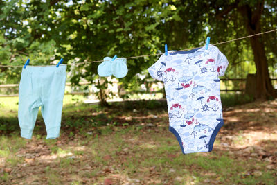 Clothes drying on clothesline