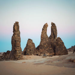 Rock formations during sunrise in the desert