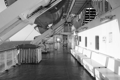 Empty corridor of boat