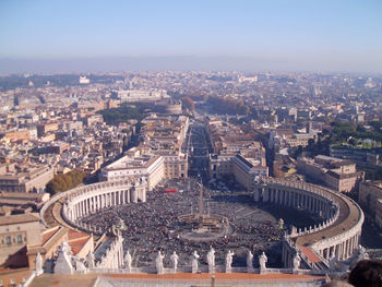 High angle view of buildings in city