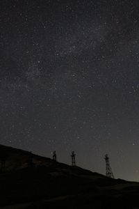 Landscape against starry sky