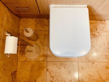 High angle view of white bathroom