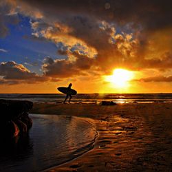 Scenic view of sea at sunset