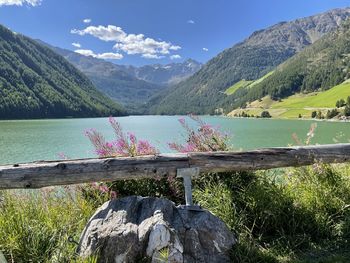 Scenic view of lake against mountains