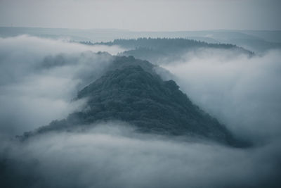 Scenic view of majestic mountains against sky