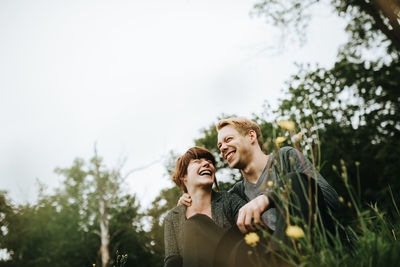 Happy couple in park