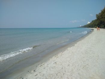 Scenic view of beach against clear sky
