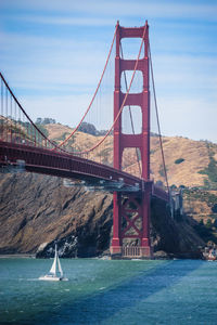 View of golden gate bridge over sea