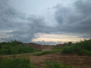 Scenic view of land against sky