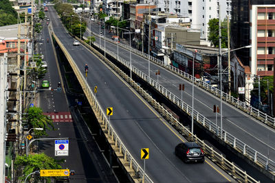 High angle view of traffic on city street